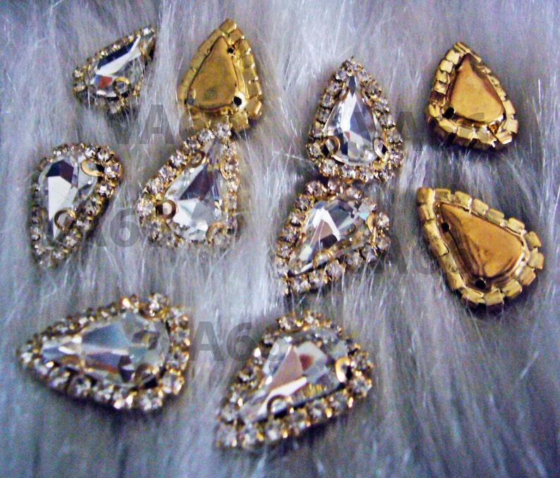 Teardrop Sew on Rhinestones Crystal Clear 13mm X 18mm DIY 4 Etsy