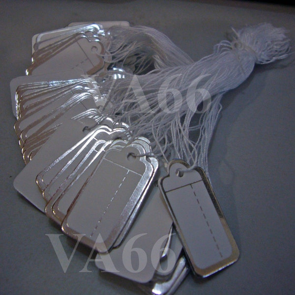 DIY Price Tags with string 100p Silver n White Pricing Easy Findings Pricing Solutions, Tags, Scrapbooking, Clothes etc.