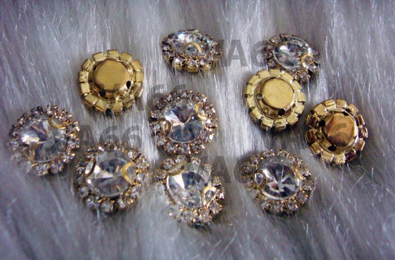 50 pcs Round Clear AB/Clear Faceted Glass Jewels Rhinestone Dress Sew On