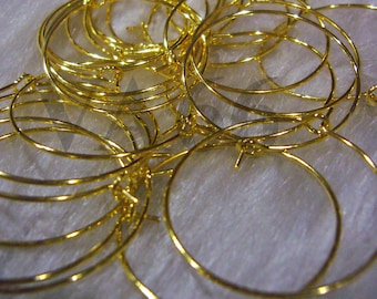 DIY 20pcs 10pairs x Gold Plated Hoops Wire Earring 35mm Hooks Parts Earring Hooks Jewelry Making Supplies Findings