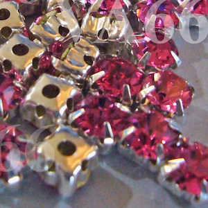 Round Rose Montee Faceted Sew On Acrylic Glass Rhinestone Beads 5mm, 90pcs Vintage Look 4 hole Rose Color Pronged Craft Diamond Separators