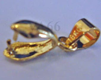 DIY Gold Plated Medium Pendant Bails Small, Medium, Large 18KGP Bail Clip Closure for Pendants Jewelry Making Findings