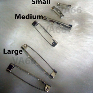 Brooch Pins 14mm, 25mm, 32mm Silver Tone Metal Findings Badge Clips Safety Pin Catch Brooch Back Bar Sewing Craft Jewelry Blanks S, M, L
