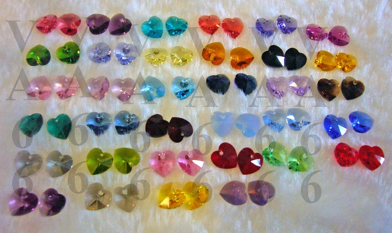 Discontinued New Colors 34 Colors 10mm Heart Pendant Swarovski Crystal 6202, 6228 10pcs U Choose Colors Craft Beads Jewelry Making image 2