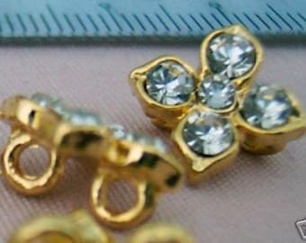 12pcs Rhinestone Bracelet Separators Gold Flower 2 hole Spacers jewelry making parts findings 2 line 2 strand necklaces bracelets