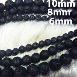 DIY Schwarz Lava Stein 6mm 8mm 10mm Volcanic Rock Perlen Rund Voller Strang Lose Perlen 15 &quot;Schmuckherstellung Echte Halbedel Handwerk