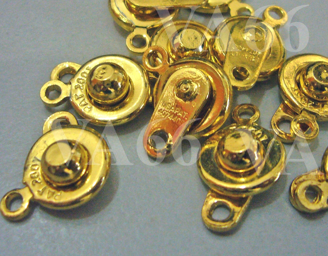 DIY 6 Sets Gold Colour Button Clasps Snaps L Findings for Jewelry ...