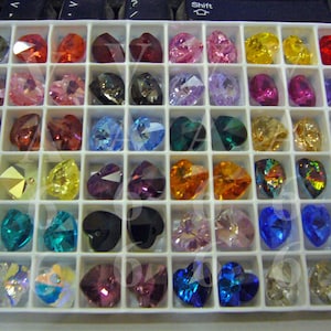 Discontinued Rare Find 35 New Colors 10mm Heart Pendant Swarovski Crystal 6202, 6228 AB Col Choice 10p Top Drill Love Pendant Craft Beads