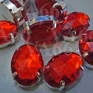 Ovale naai op Rhinestones Crystal Lt Siam DIY 12p 13 mm x 18 mm 4 hole X-Large zilver Montee Faceted acryl Strass glaskralen naaien ambachtelijk