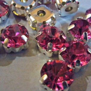Rose Farbe Runde stieg Montee facettierten nähen auf Acryl Strass Perlen 9mm 15p Vintage Look 4 Loch Säulen Silber Basis Diamond Separator