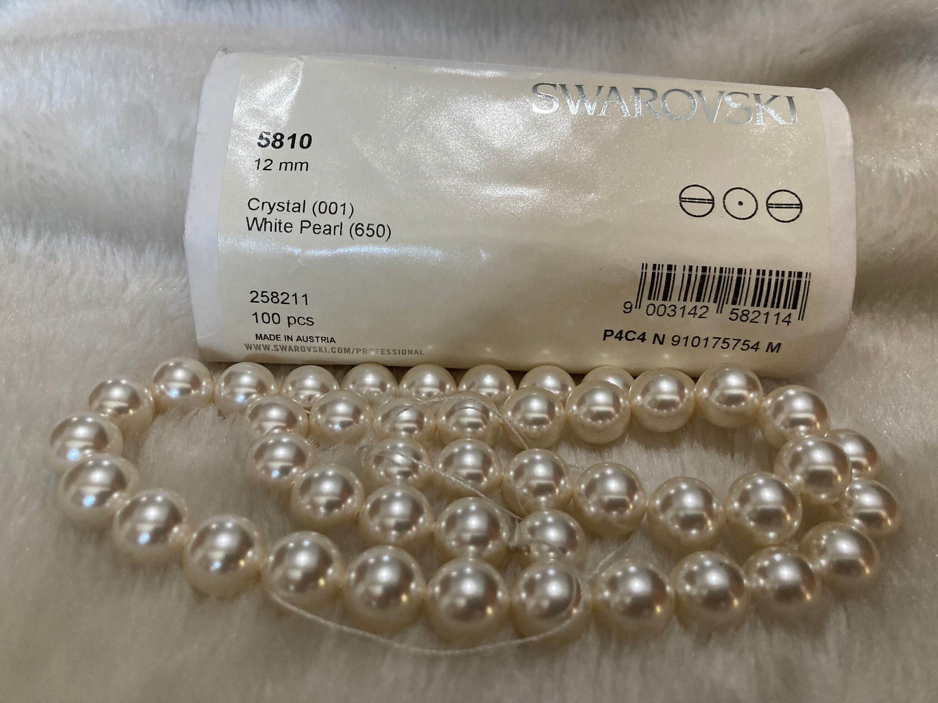 工場パック 100個 5810 12 mm スワロフスキーパール ホワイトカラー 
