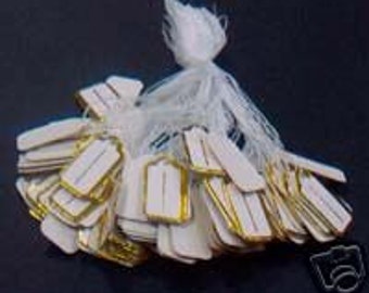 DIY Price Tags with string 100p Gold n White Pricing Easy Pricing Solution non sticky tie string price tags