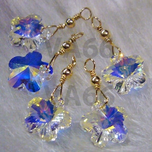 12mm 6744 Swarovski Crystal Flower charms Pendant drops wire Wrapped 14k gold filled Closed Loops Bali beads bracelets crafts 925 silver