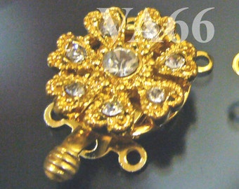2p Rhinestone 3-strand 18K Gold Plated Clasps Findings G05 for Jewelry Making Supplies Clasp