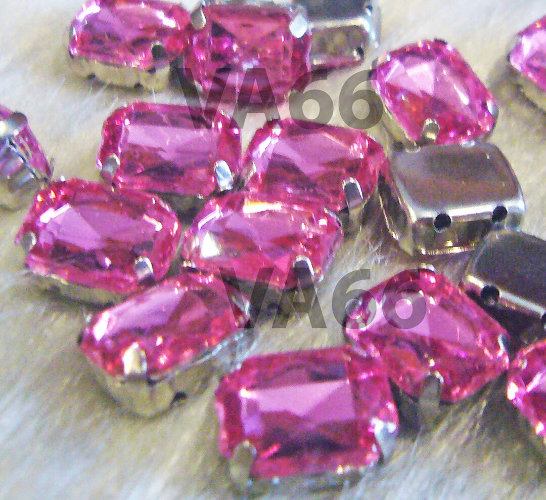 Sew on Rhinestones Crystal Light Rose Pink DIY Emerald Princess Cut ...