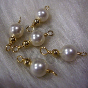6 Swarovski pearls 6mm charms drops wire Wrapped 14k gold filled wire Closed Loops Bali links 925 Silver beads bracelets earrings crafts