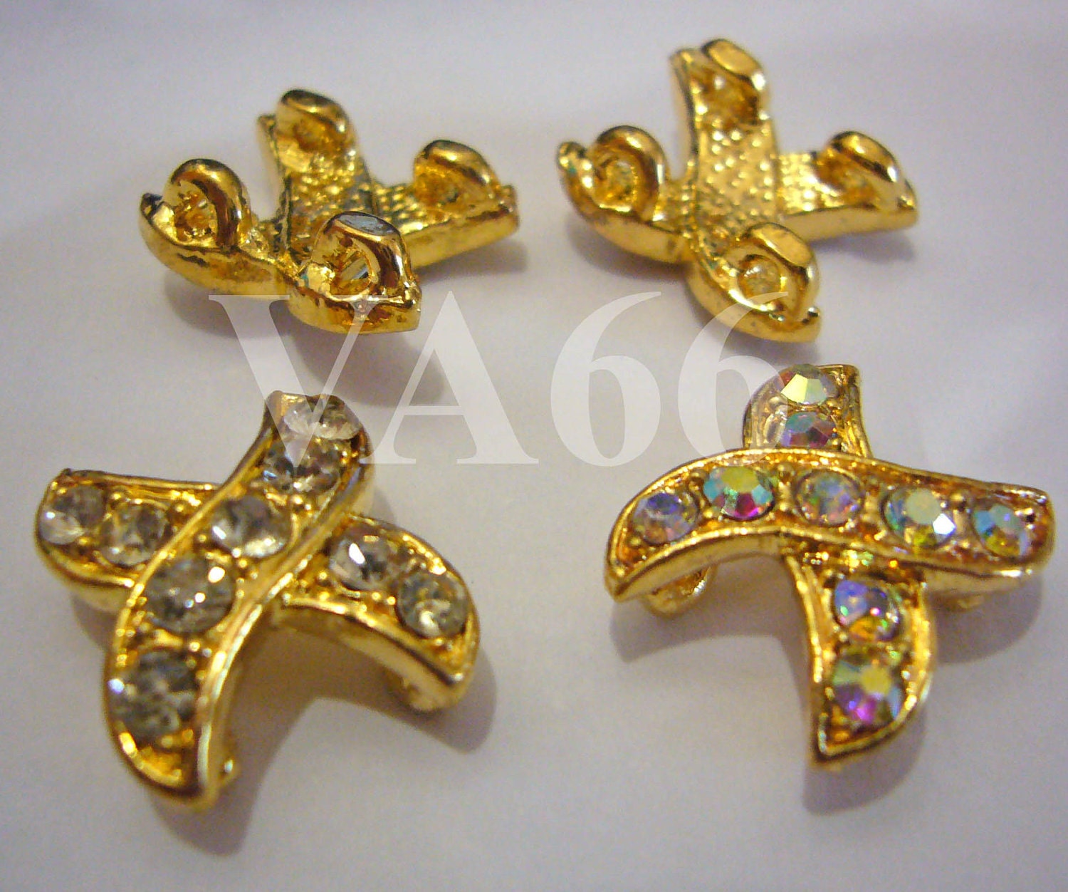 18KGP Rhinestone Diamond Gold Separators X 2 hole 8pcs Spacers Etsy