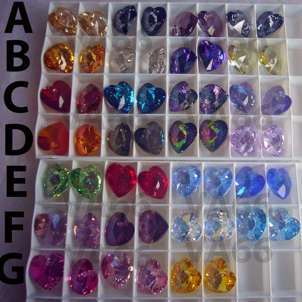 Discontinued 14mm Heart Swarovski Crystal Pendant 6202 AB 6228 Colours 27 Loose Beads Jewelry Making Craft Love Jewellery Design Austria