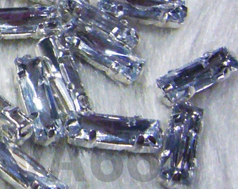 DIY Crystal Clear Oblong Rectangle 5mm x 15mm Sew On Rhinestones 4 hole Montees 20p Acrylic Pronged Diamantes Flat Back Beads Dress Making