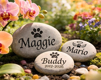 Personalisierte Haustier Gedenkstein | Benutzerdefinierte Hund Grabstein | Beileidskarte Verlust Katze | Fluss Rock graviert | Haustier Erinnerung Garten Stein