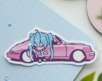 Glittery Miku Porsche Sticker