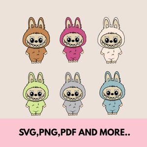 Labubu SVG Bundle – Cute Labubu Characters Clipart Pack | Svg, Png, Jpg, Pdf for Stickers, Shirts, Party Decor, Sublimation, Cricut