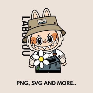 Labubu ontwerpt SVG-bundel, Labubu clipart, Labubu PNG, schattige Labubu vector, stripfiguur SVG, Cricut gesneden bestanden, digitale download, Labubu