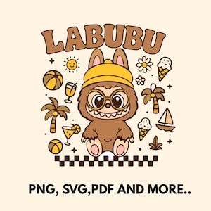 Labubu designs SVG Bundle, Labubu Clipart, Labubu PNG, vecteur Labubu mignon, personnage de dessin animé SVG, fichiers de coupe Cricut, téléchargement numérique, Labubu
