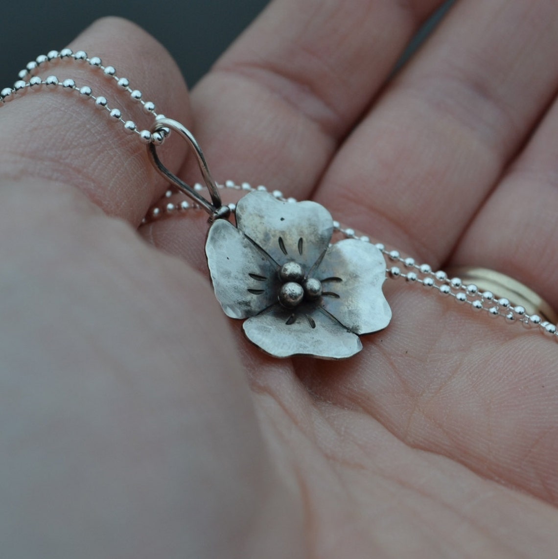 Sterling Silver Wild Rose Pendant Etsy