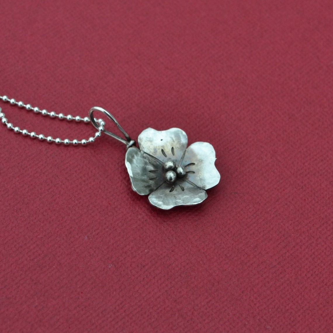 Sterling Silver Wild Rose Pendant Etsy
