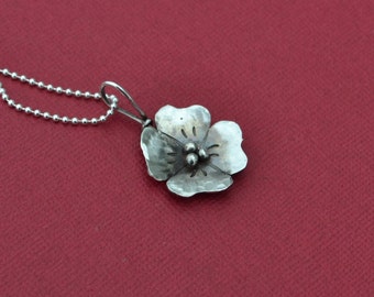 Sterling Silver Wild Rose Pendant