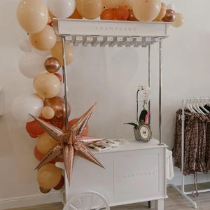 Champagne and Drinks Cart – Elegant Mobile Champagne Bar and Candy Cart, Holds 40+ Flutes and 2 Buckets, Perfect for Parties and Events