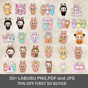 30+ Labubu Designs PNG, Vector Digital File for Cricut, Laser Cut La bubu PNG, T Shirt Sublimation, Instant Download Labubu Character Bundle