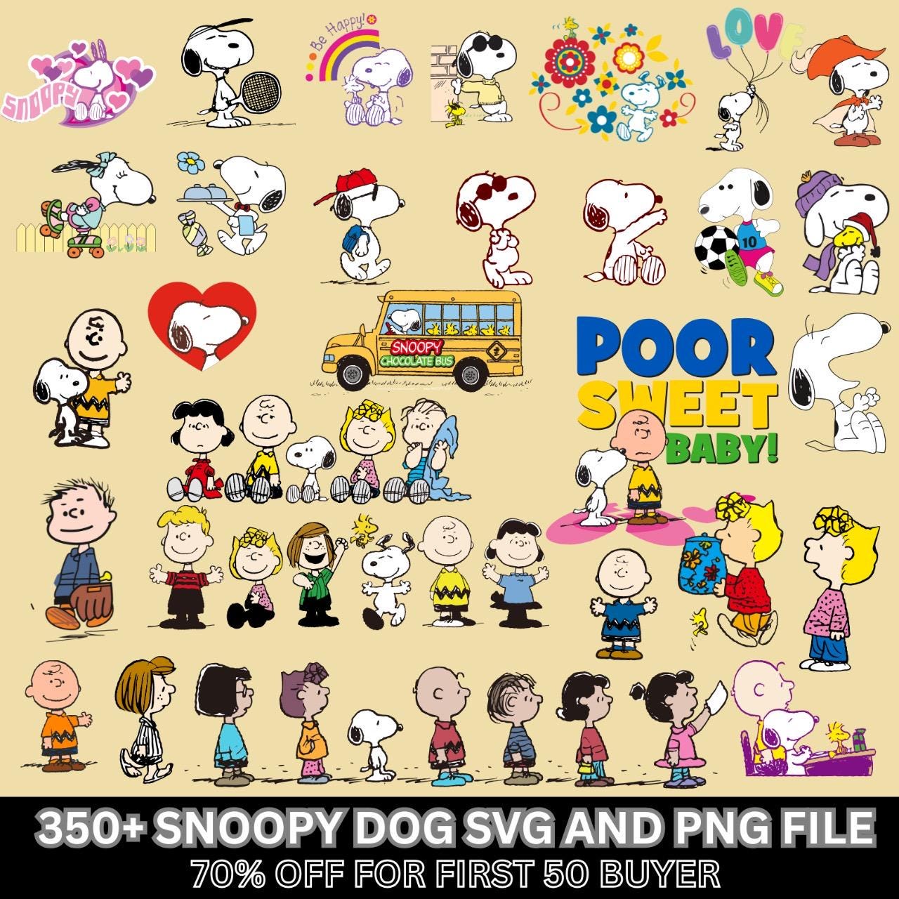 Snoopy Dog PNG, Cartoon Dog Bundle, Retro Puppy PNG, Vintage Dog Clipart, Cartoon Style, Funny Dog, Digital Download, Sublimation Design,