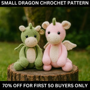 Crochet Dragon Pattern Morningstartail Feathertail Daggertail 2-in-1 Dragons Download Amigurumi PDF Stuffed Animal Dragon Plushie Baby