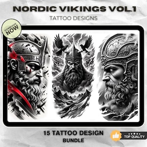 SALE !!! 15 Viking Tattoo Designs | Norse Warrior – Vol. 1 (PNG)