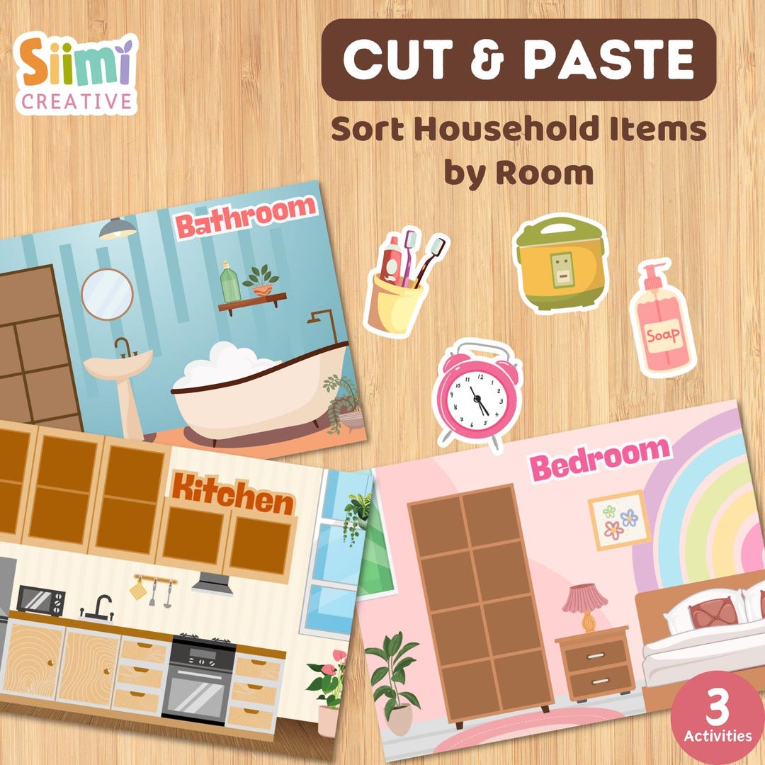 Sort by Room Worksheet – Preschool Busy Book Printable – Kitchen ...