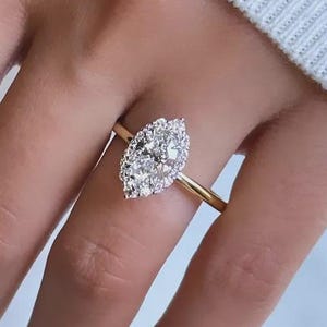 Halo Moissanite Engagement Ring, Oval Diamond Wedding Ring, 14K Yellow Gold Anniversary Ring for Women, Unique Gifts for Her, Wedding Ring