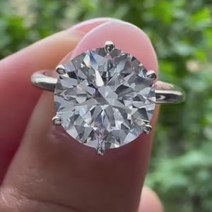 Brilliant Round Cut Moissanite Engagement Ring, 5CT Moissanite Promise Ring, 6-Prong Round Solitaire Moissanite Valentine Women Gift Ring
