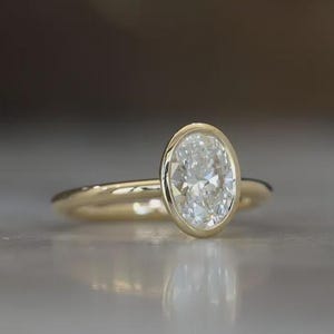 Solitär Moissanit Verlobungsring, Oval Diamant Ring, 14K Gelbgold Jahrestagsring für Frauen, Einzigartige Geschenke für Sie, Ehering