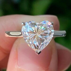 2.5CT Heart Cut Solitaire Moissanite Engagement Ring, Wedding Promise Ring, 14K Gold Plated Ring, Anniversary Ring Gift For Her