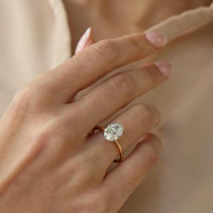 Solitaire Diamond Ring, Oval Moissanite Ring, 14K Yellow Gold Engagement Ring, Anniversary Gift for Her, Personalized Gift, Ring for Women