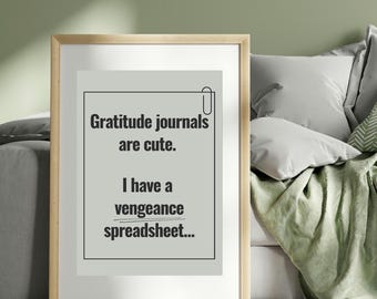 Funny Office Wall Art – “Vengeance Spreadsheet” Printable – Dark Humor Decor – Passive Aggressive Gift – Digital Download Poster