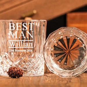 Whiskey Glasses for Groomsmen Gifts Personalized Whiskey Glass Groomsmen Proposal Best Man Gift for Him, Groom Gift, Birthday Gifts