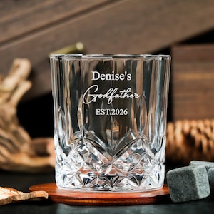 The Godfather Movie Whiskey Glass Personalized Gift Premium Etched Christening Gift Godfather Proposal Will you be my Godfather Glass