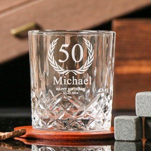 Personalised Birthday Crest Whiskey Pint Glass Gifts Ideas For 18th 21st 30th 40th Mens Dad Son Presents Laser Engraved,Birthday gift.