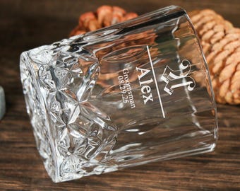 Verre à whisky personnalisé, cadeau de garçons d'honneur gravé, verre monogrammé