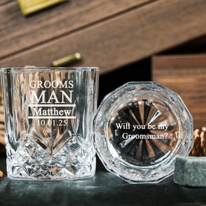 Groomsmen Whiskey Glasses, Groomsmen Gift Idea, Engraved Old Fashion, Personalized Groomsmen, Best Man Gift, Groomsmen Proposal Gifts