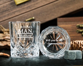 Groomsmen Whiskey Glasses, Groomsmen Gift Idea, Engraved Old Fashion, Personalized Groomsmen, Best Man Gift, Groomsmen Proposal Gifts