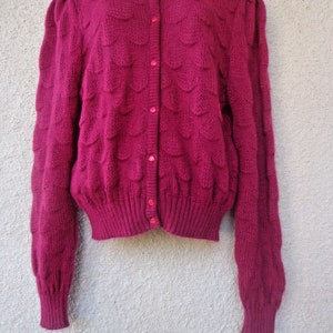 Vintage Red CARDIGAN SWEATER in a Fuzzy Mohair Blend. By Designer St Michael, Circa 1990s image 2